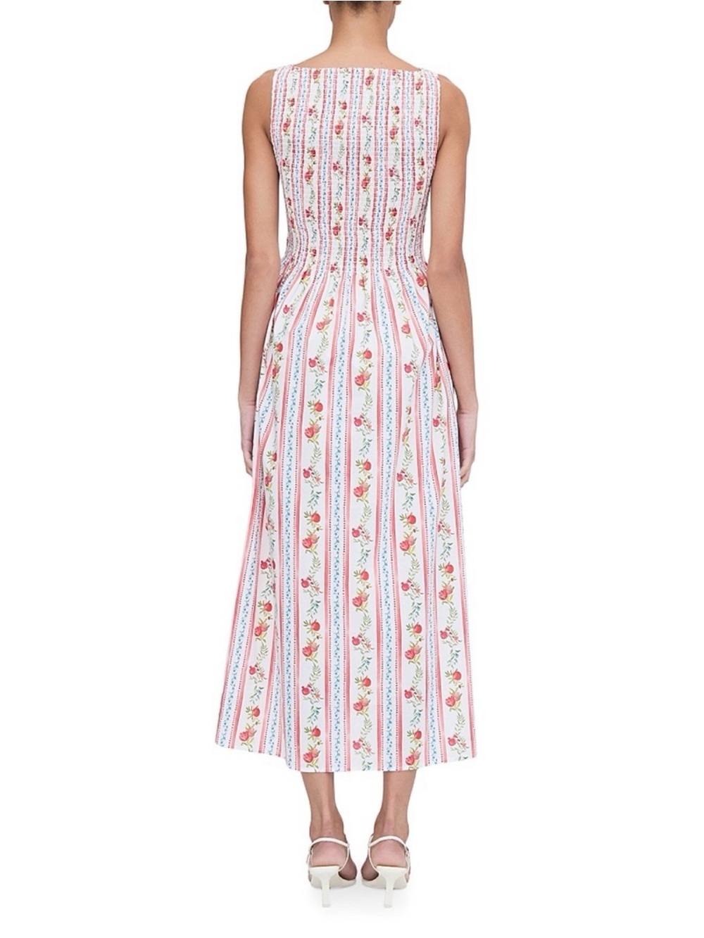 Caroline Constas ❤️ Pomegranate Stripe Print Smocked Nap Dress. Small - Picture 3 of 6